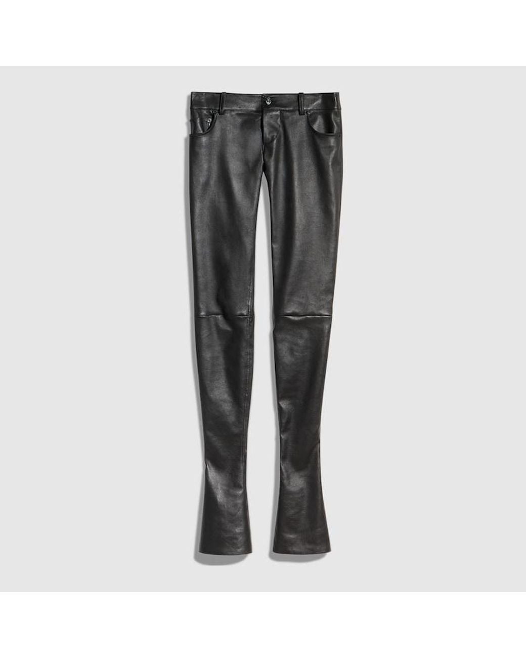 Gucci Gray Lightweight Stretch Leather Pants, Size 46 It, Ready-To-Wear