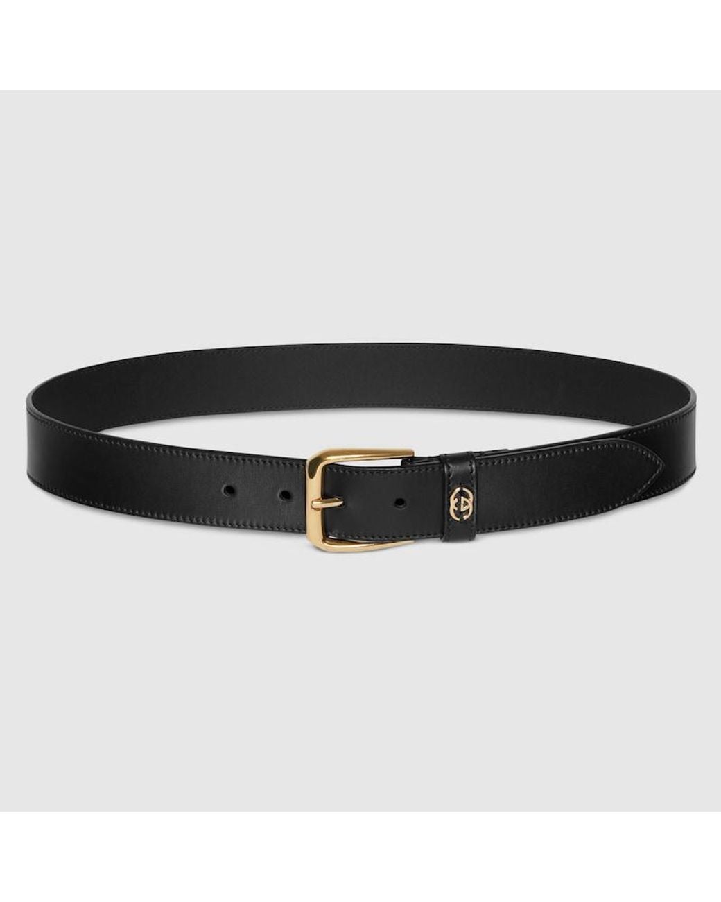 Gucci Black Belt With Interlocking G Detail, Size 100 for men