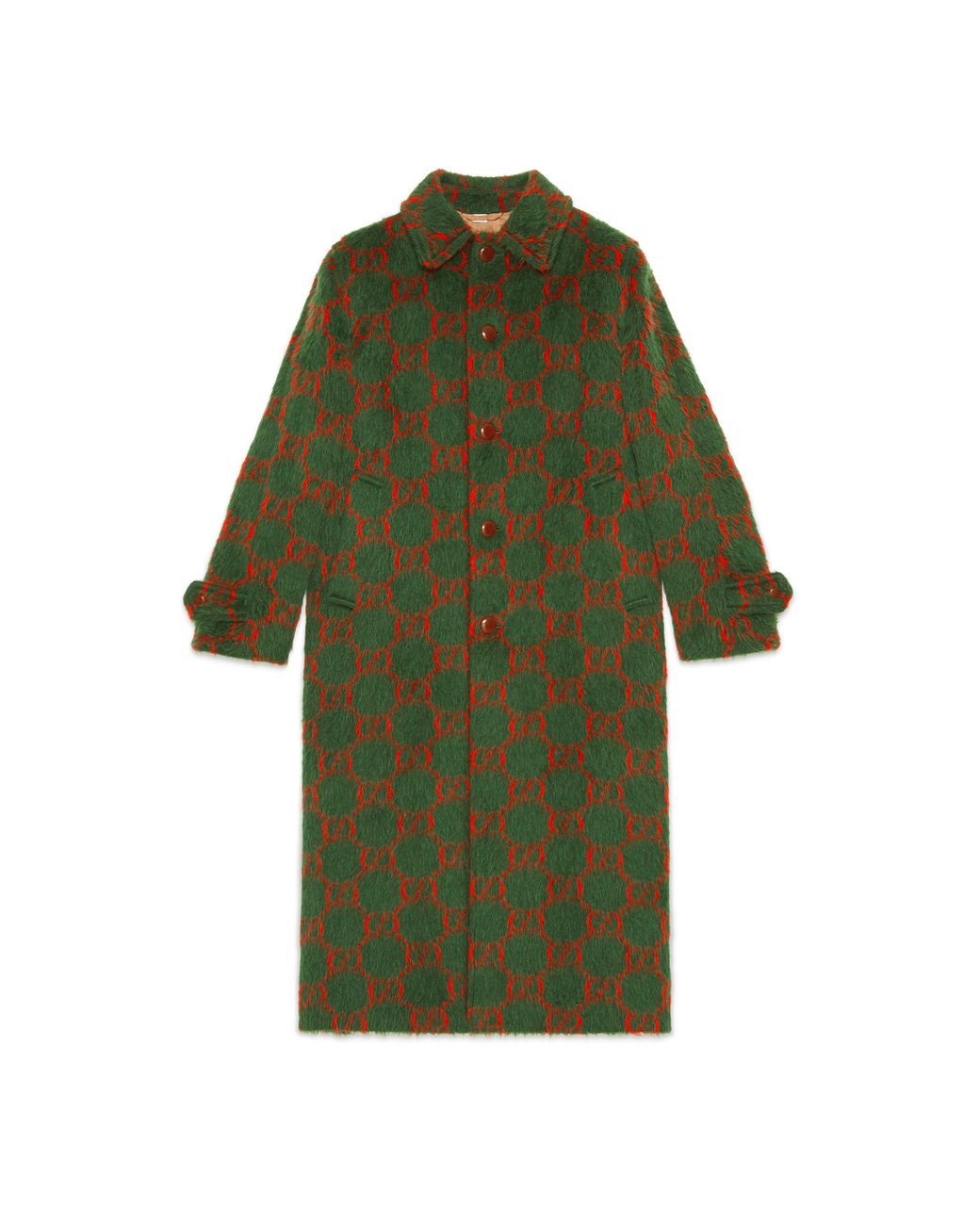 Gucci GG A-line Coat in Green for Men