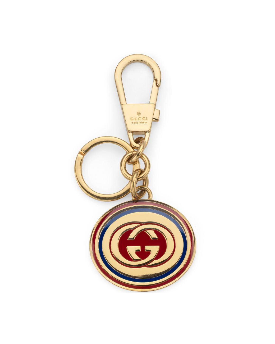 Gucci Enamel Keychain With Interlocking G in Metallic Lyst
