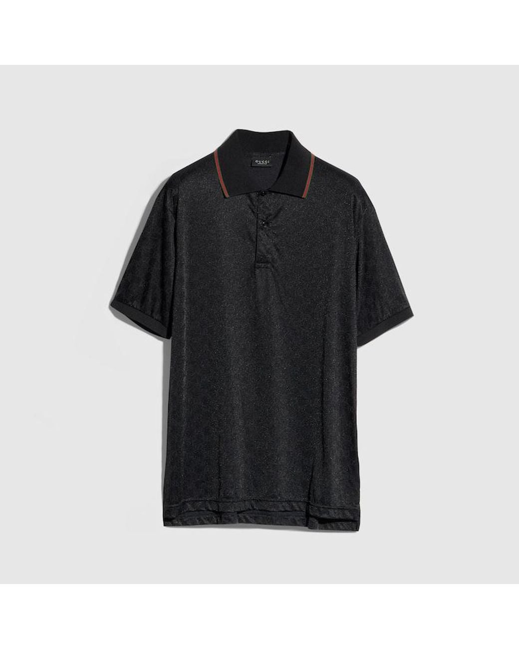 Gucci Black Gg Stretch Nylon Jacquard Polo Shirt for men