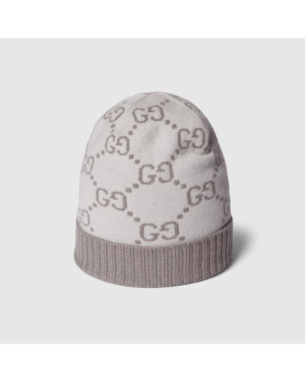 Gucci Gray Gg Cashmere Jacquard Hat