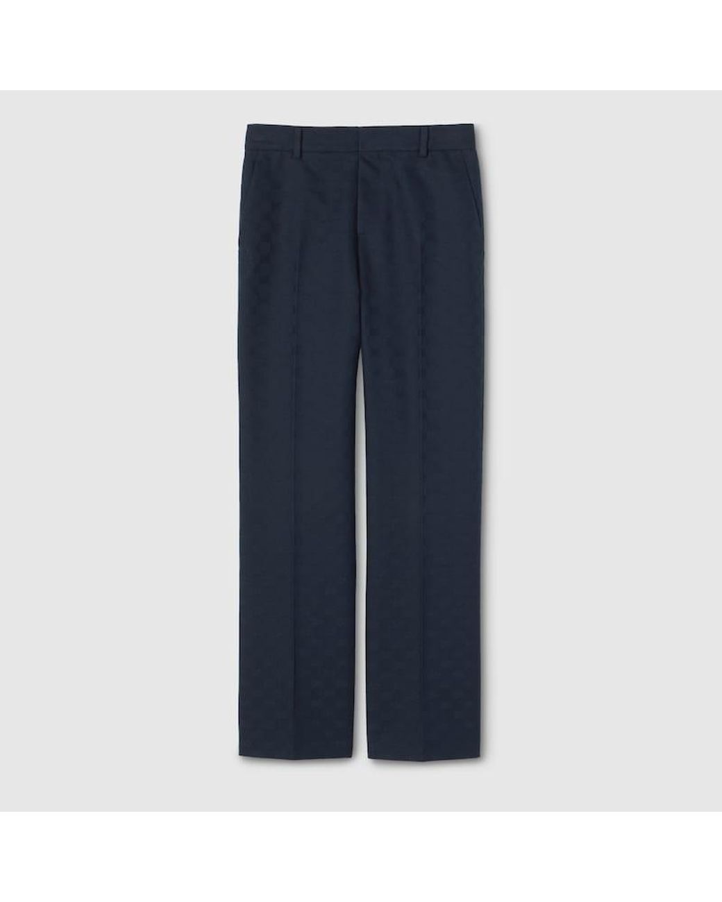 Gucci Blue Gg Cotton Gabardine Trousers