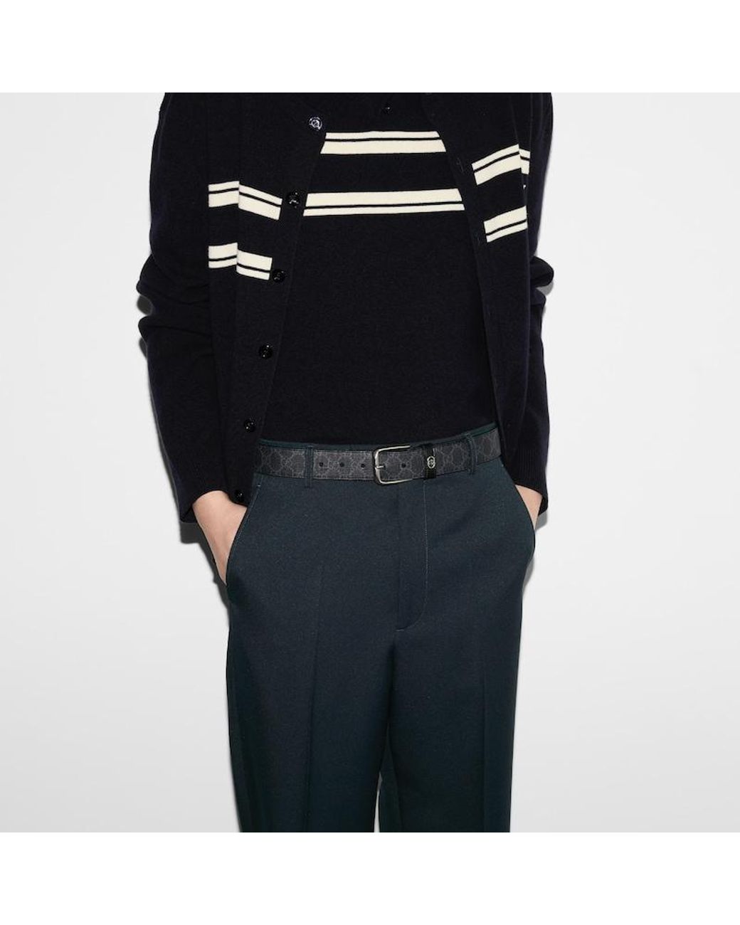 Gucci Black Belt With Interlocking G Detail, Size 100 for men