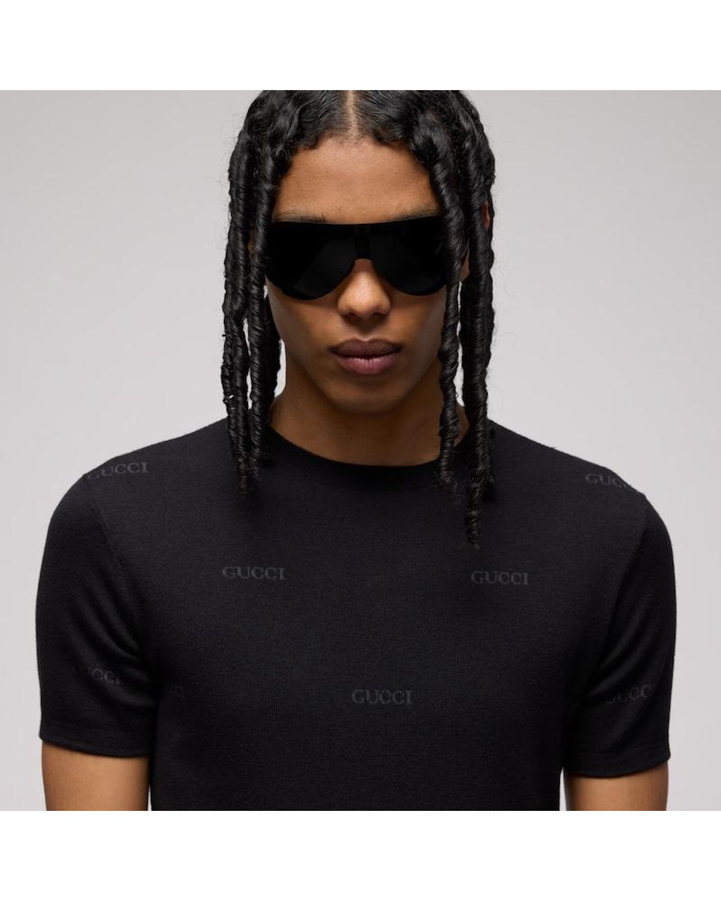 Gucci Black Wool Silk Jacquard T-Shirt, Size L, Ready-To-Wear for men