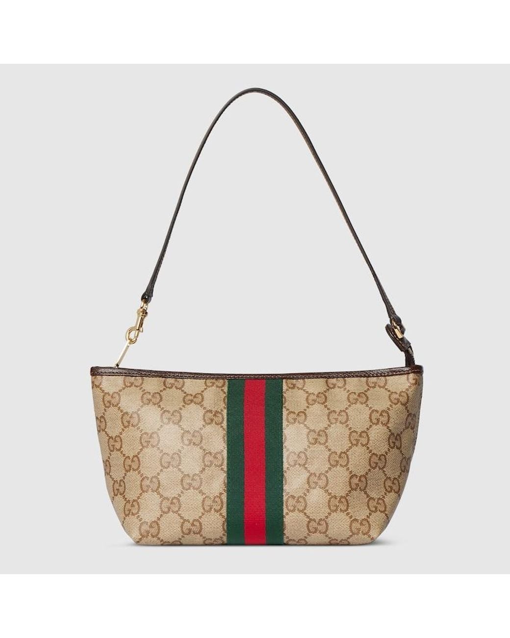 Gucci Brown Small Pouch With Strap And Web