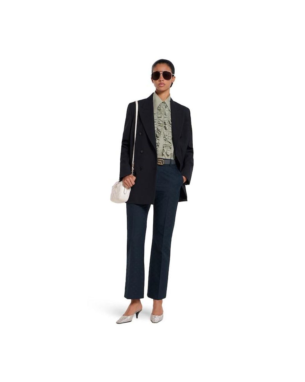 Gucci Blue Gg Cotton Gabardine Trousers
