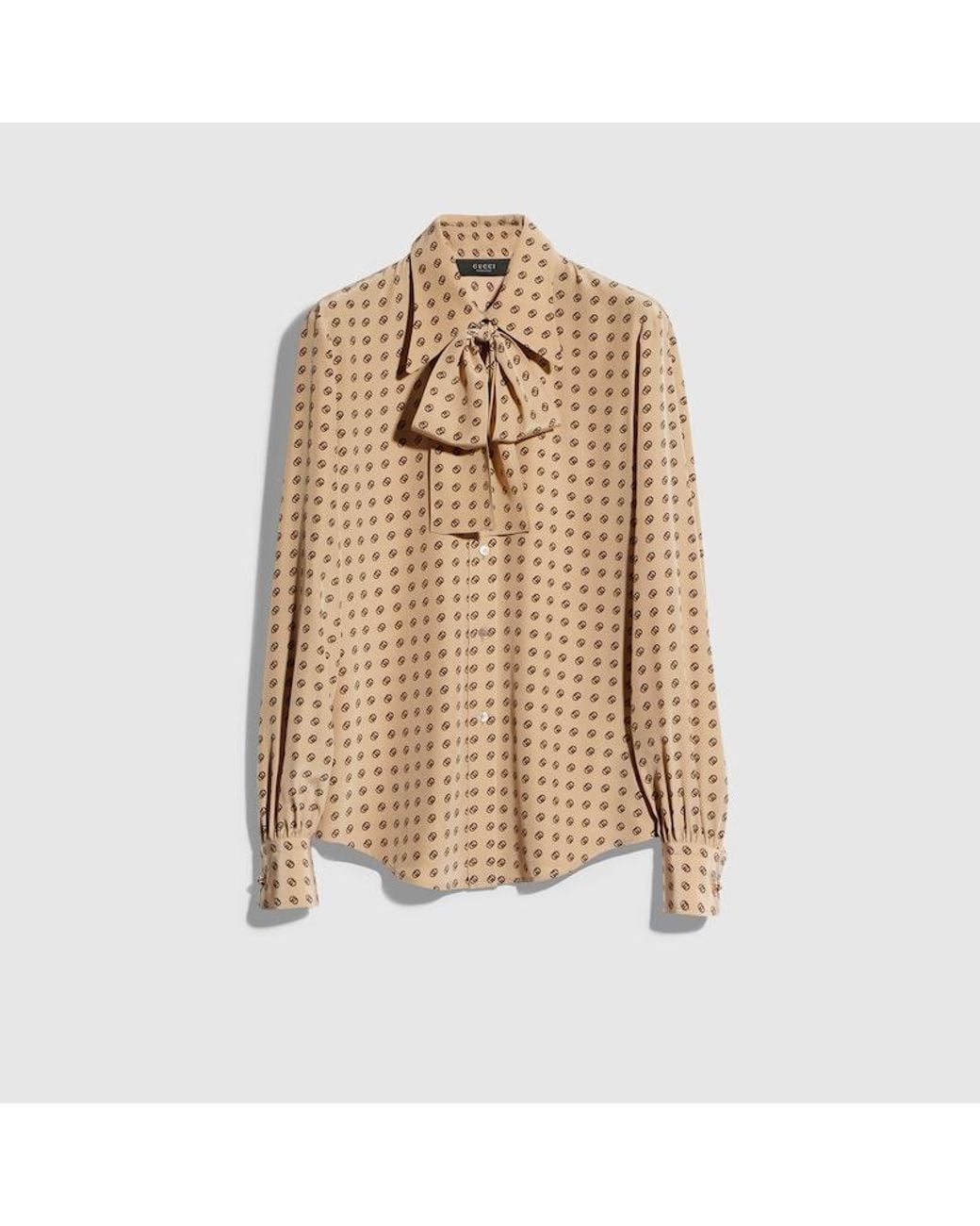 Gucci Natural Printed Silk Habotai Shirt