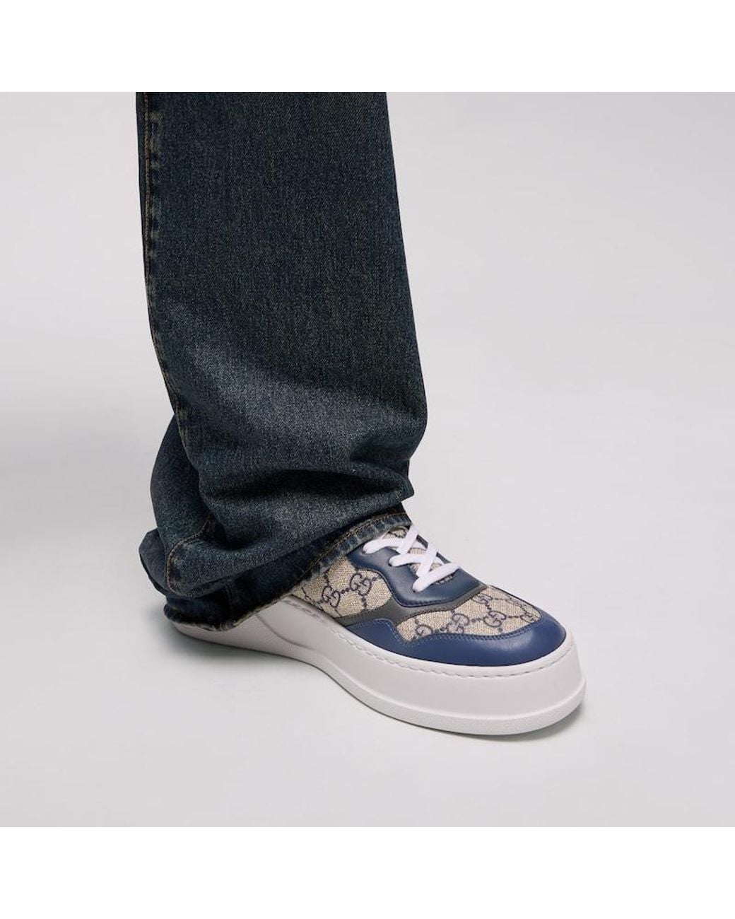 Gucci Blue Chunky Canvas & Leather Low-top Sneakers for men