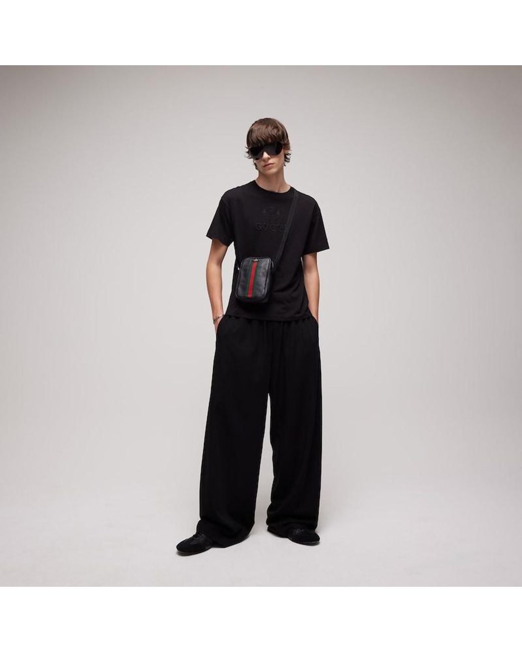 Gucci Black Cotton Jersey T-Shirt With Embroidery for men