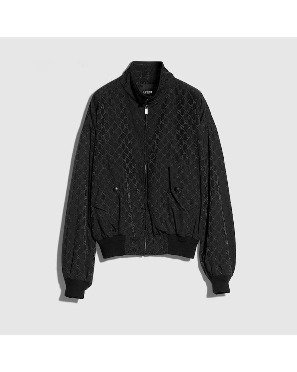 Gucci Black Gg Technical Cotton Jacquard Zip Jacket for men