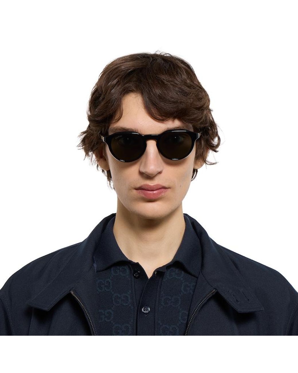 Gucci Brown Round Frame Sunglasses for men