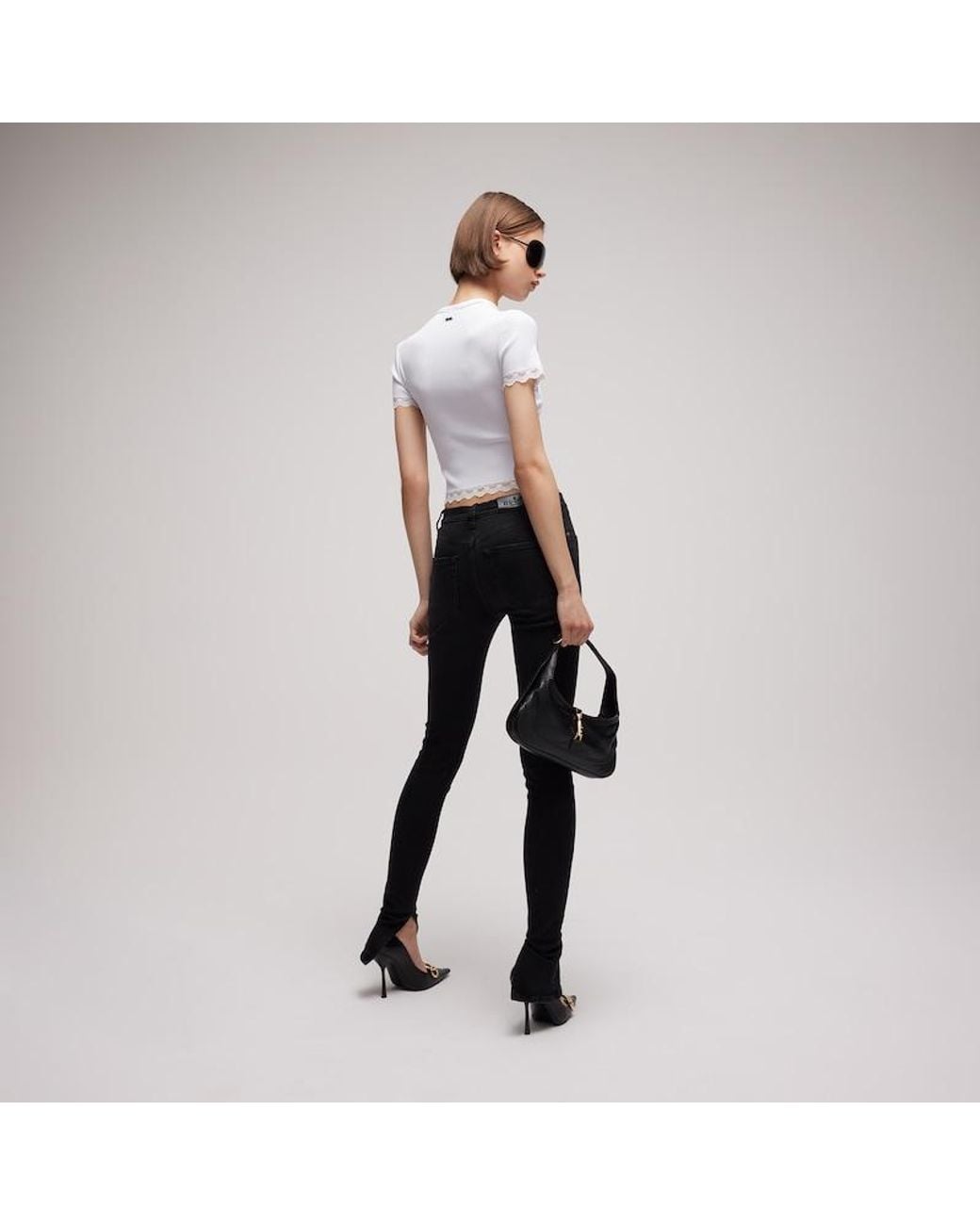 Gucci White Matte Viscose Rib Stitch T-Shirt