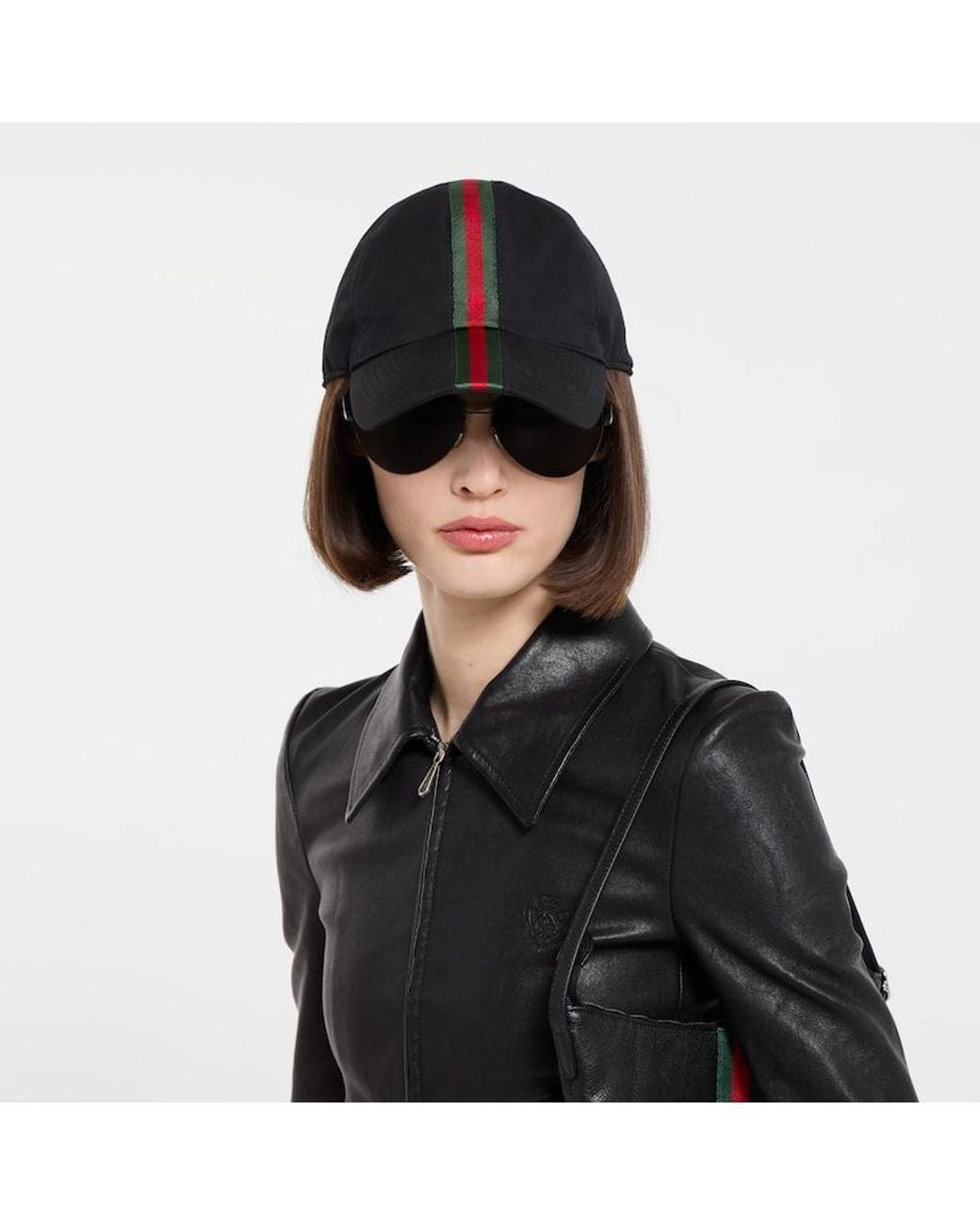 Gucci Black Cotton Baseball Hat With Web for men