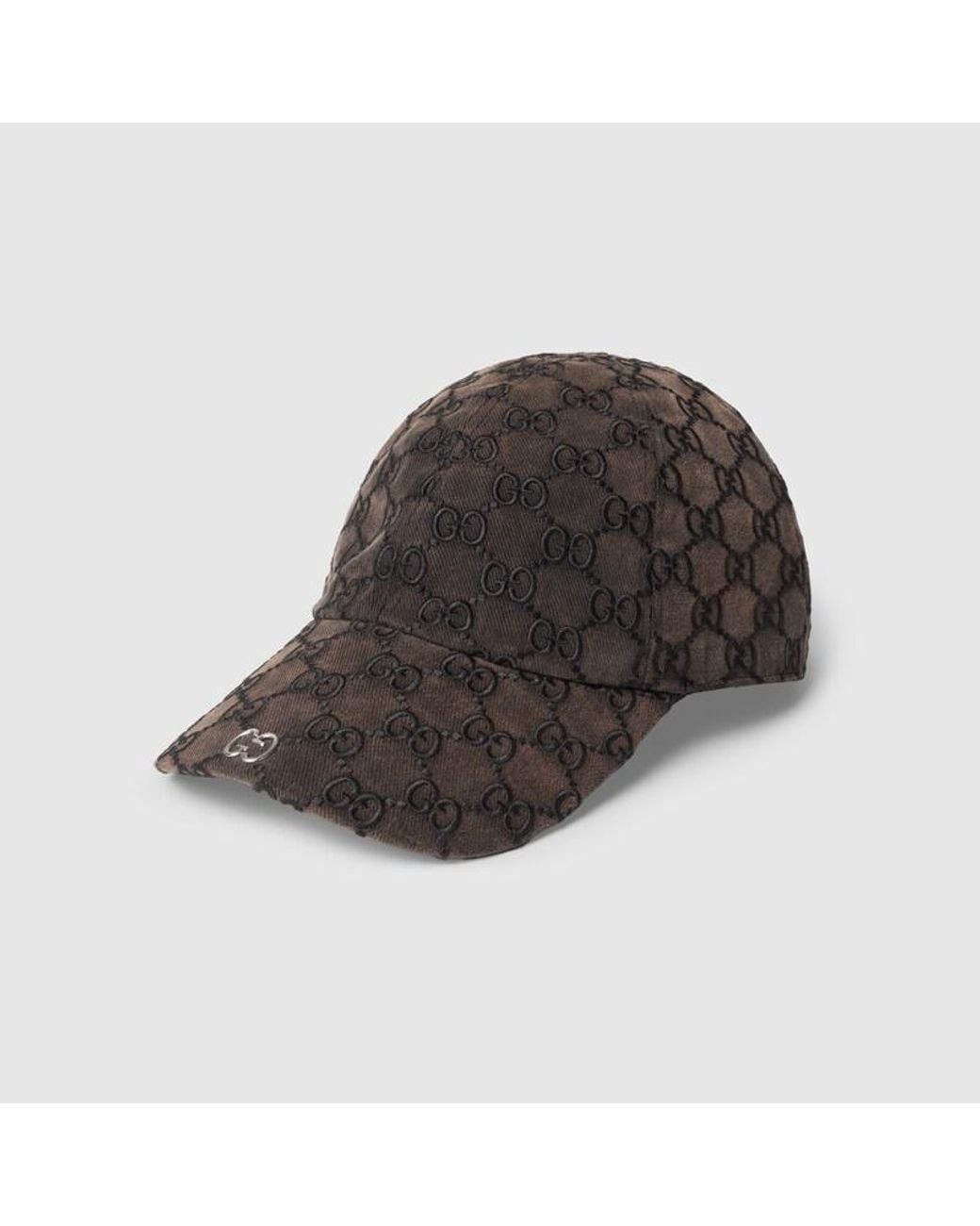 Gucci Brown Embroidered Cotton Canvas Baseball Hat