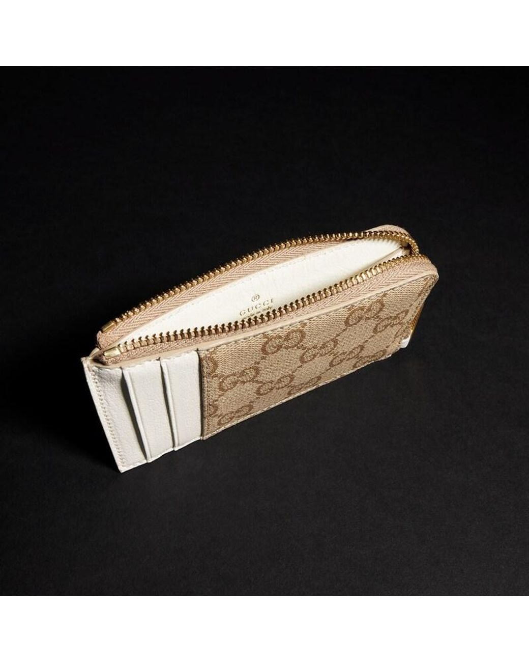 Gucci Natural Zip Card Case With Color Slots