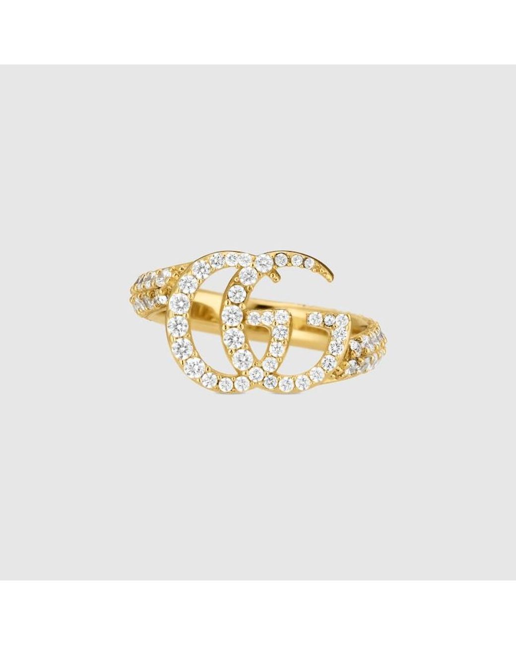Gucci Metallic Gg Marmont Crystal Ring