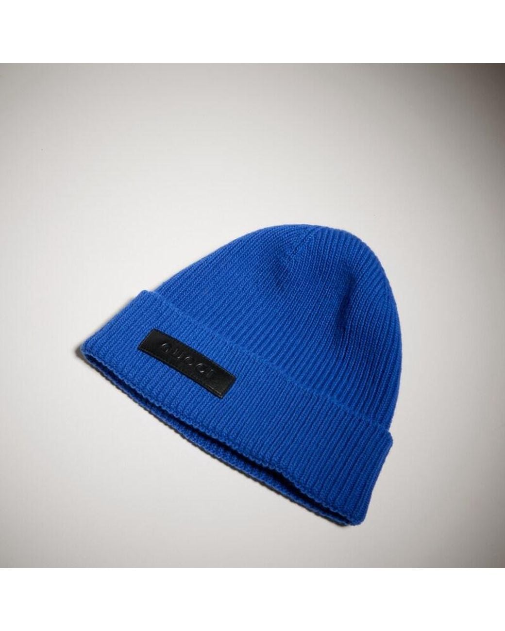 Gucci Blue Rib Wool Hat for men