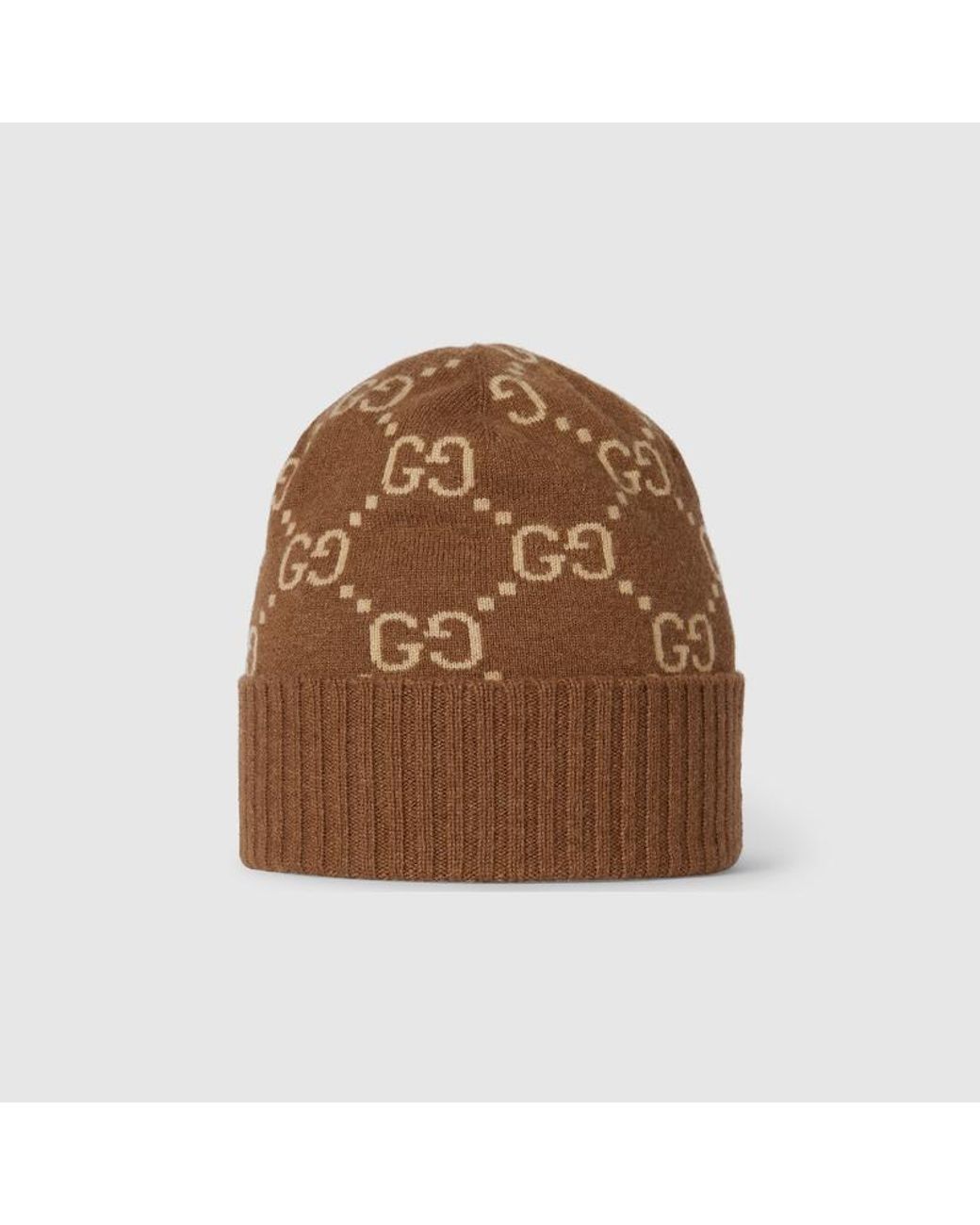 Gucci Brown Gg Cashmere Jacquard Hat