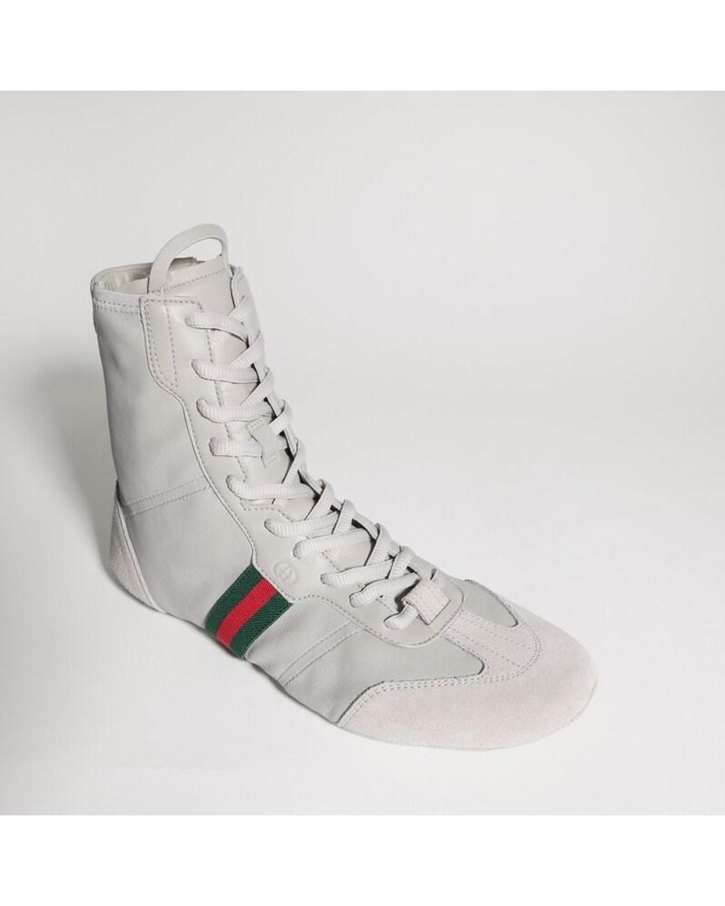 Gucci White Flex High-Top Sneaker, Suede