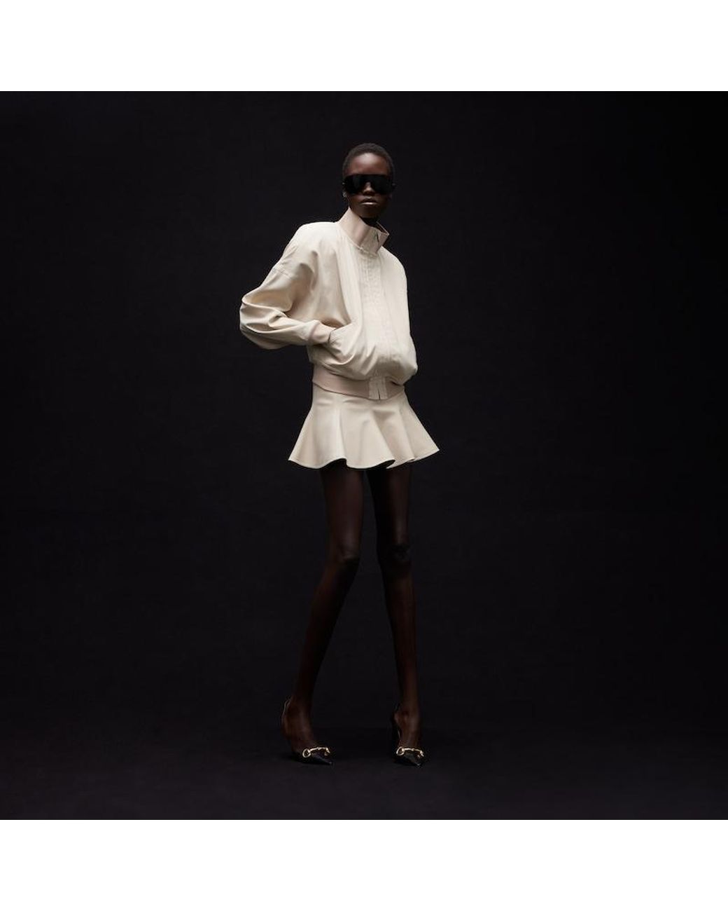 Gucci Natural Silk Poplin Flounced Skirt