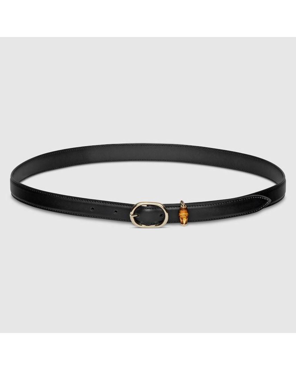 Gucci Black Thin Belt With Oval Buckle, Size 100