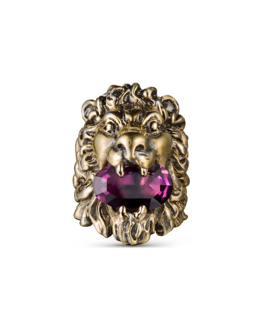 Gucci Lion Head Ring With Crystal in Purple | Lyst