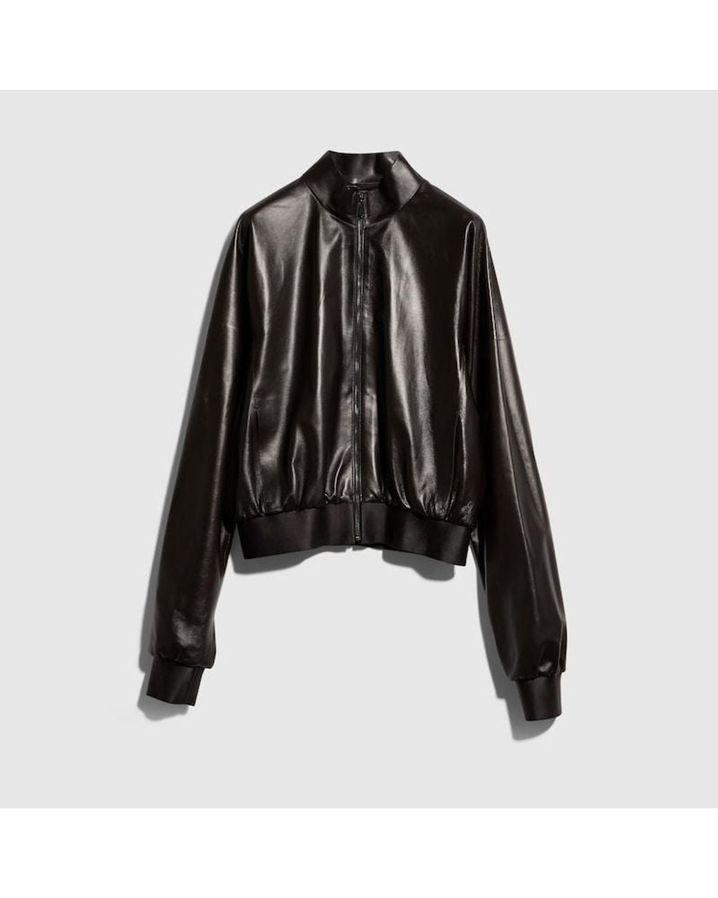 Gucci Black Soft Nappa Leather Bomber Jacket