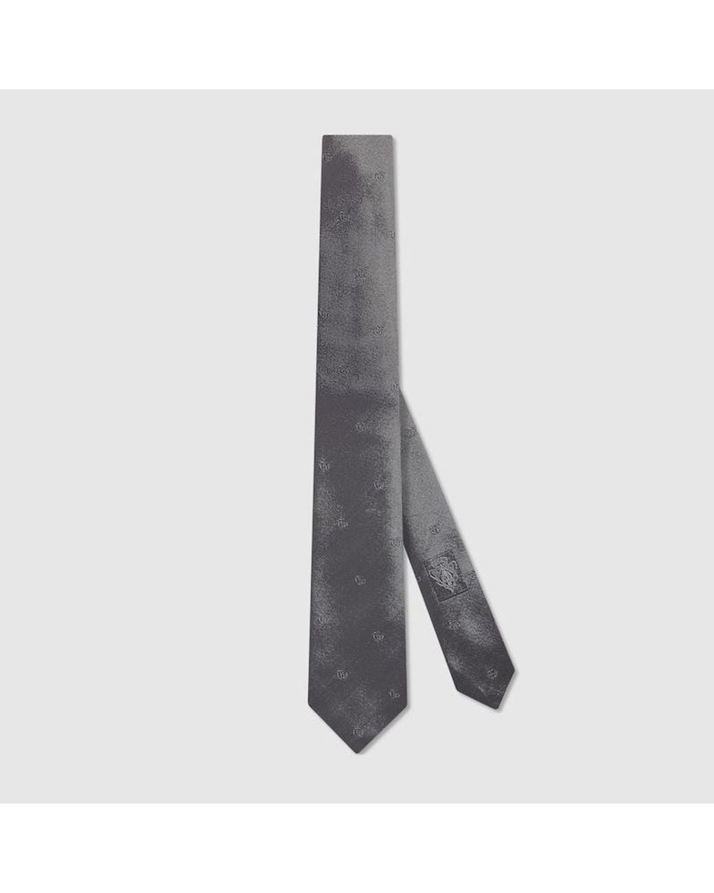 Gucci Gray Double G Silk Jacquard Tie for men