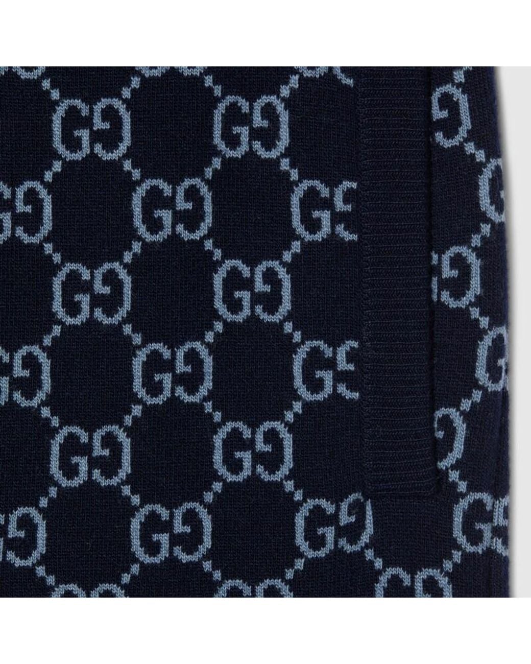 Gucci Blue Gg Knit Double Wool Leisure Trousers for men