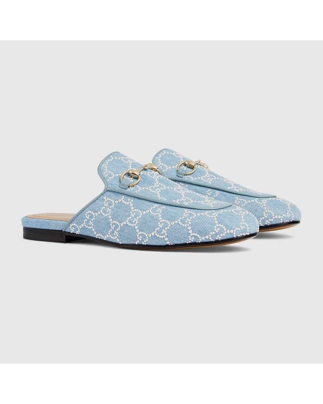 Gucci Blue Princetown Slipper