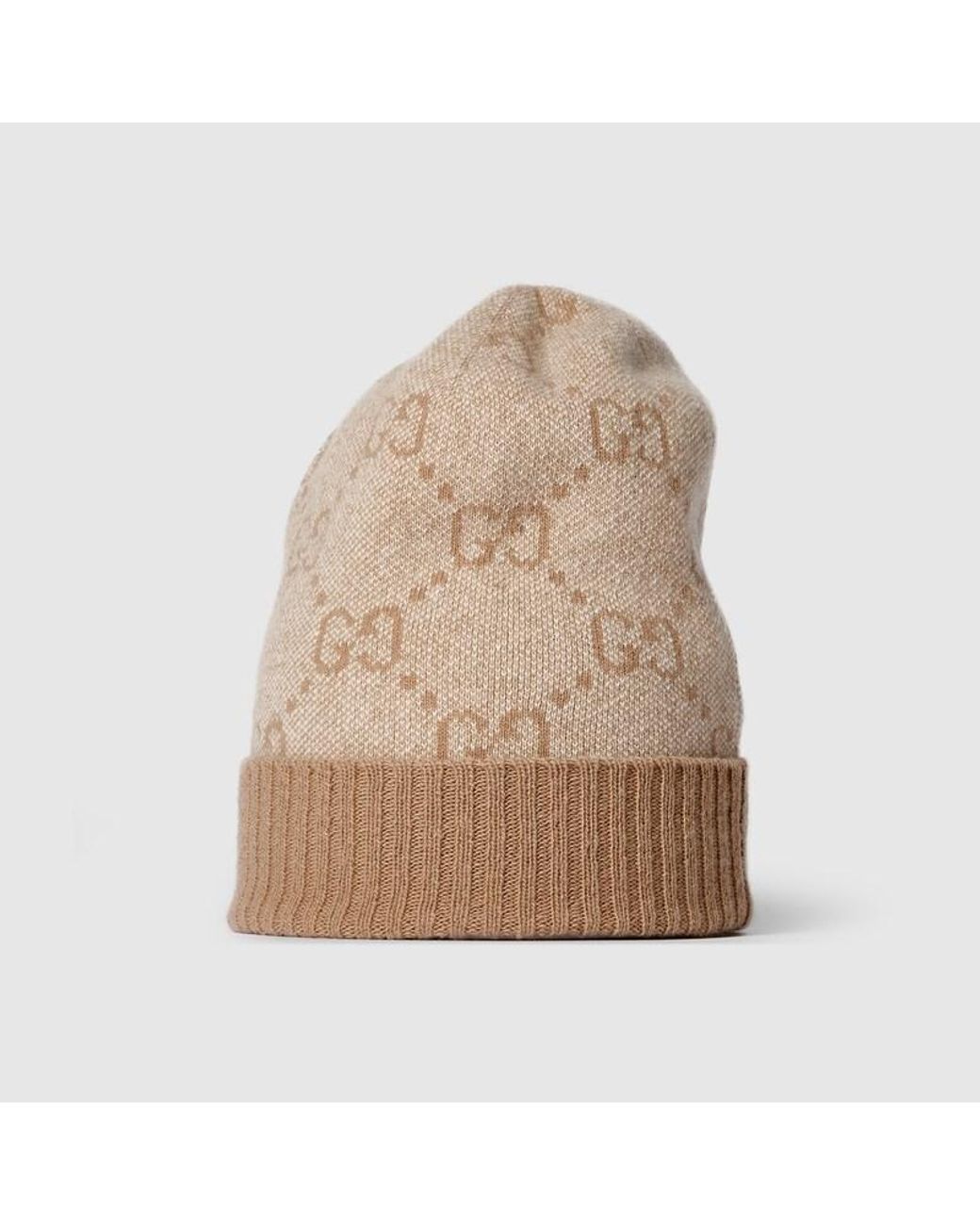 Gucci Natural Gg Cashmere Lamé Hat