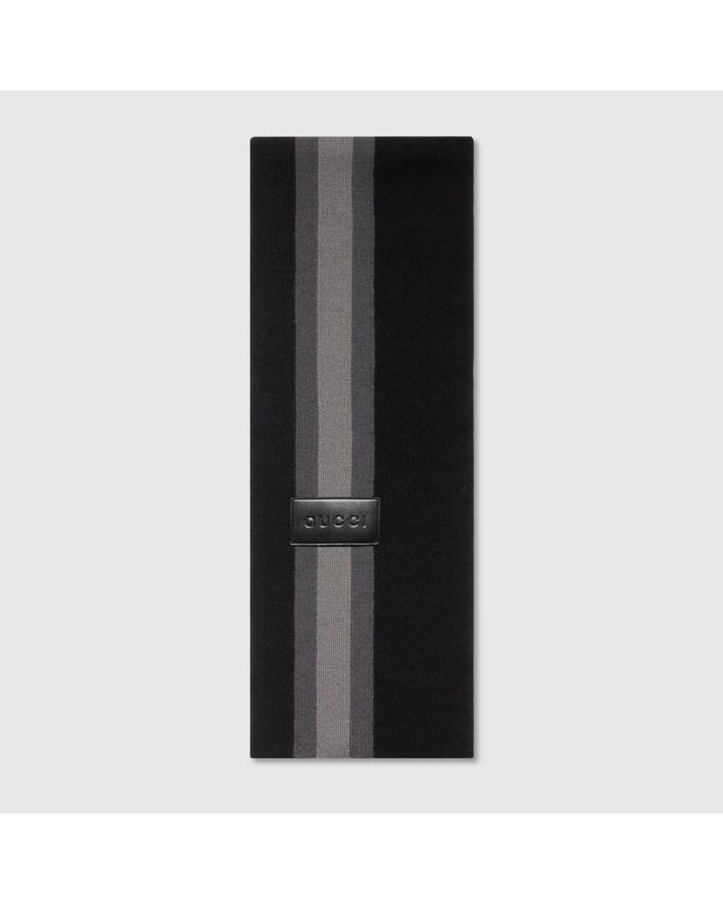 Gucci Black Striped Wool Cashmere Jacquard Scarf for men