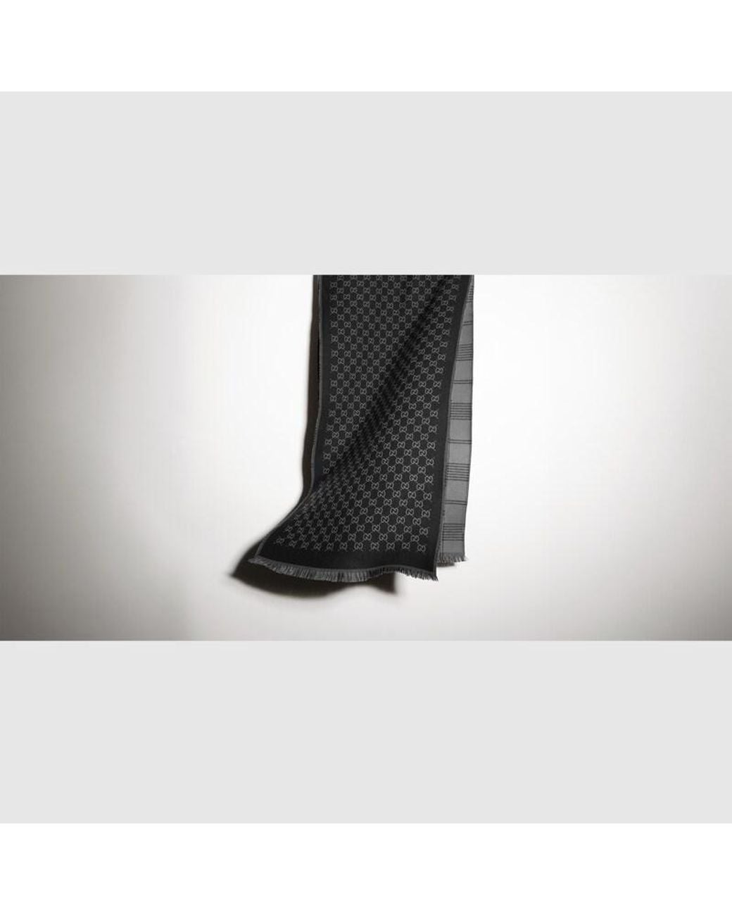Gucci Black Reversible Wool Jacquard Scarf for men