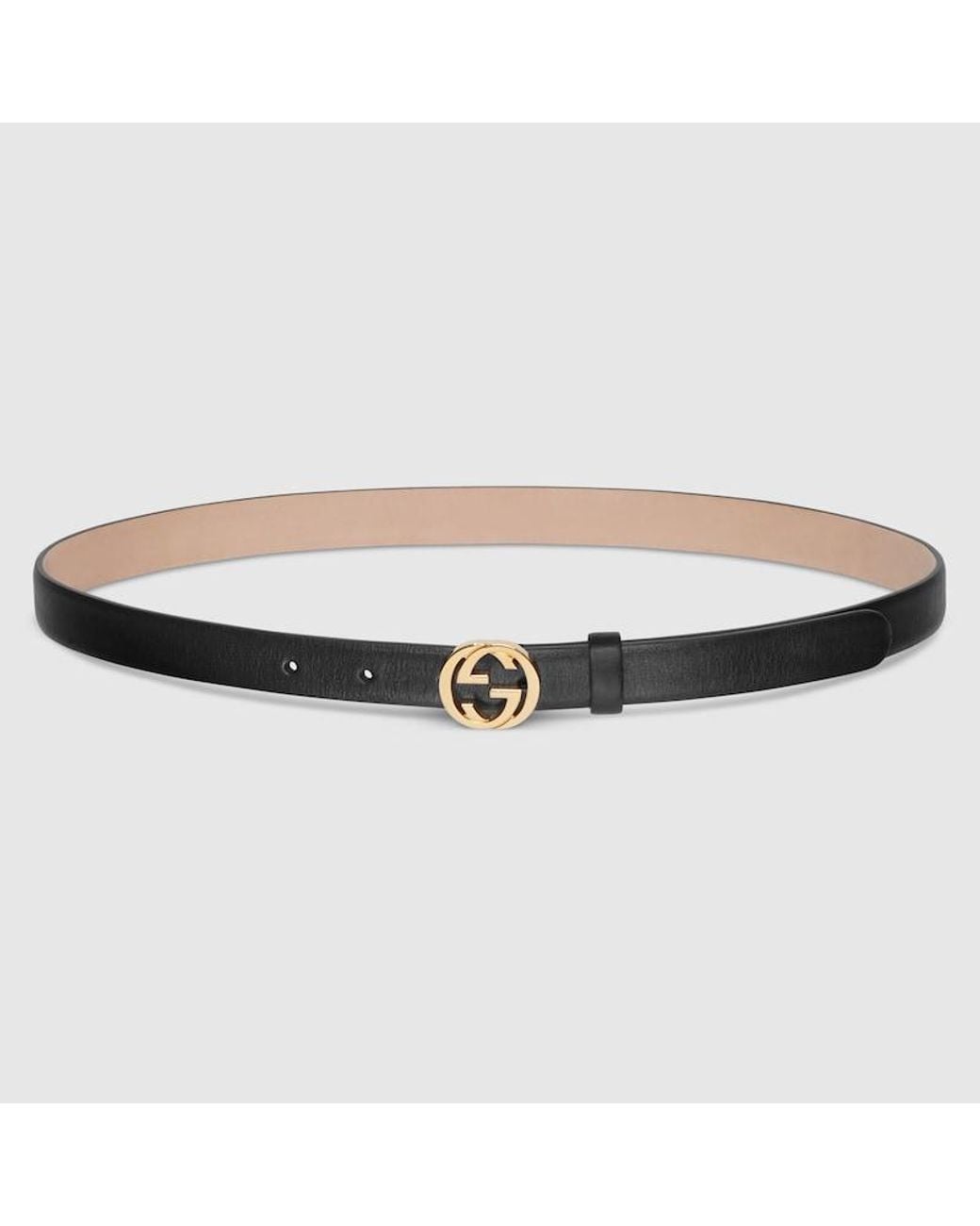 Gucci Brown Thin Belt With Interlocking G Buckle, Size 105