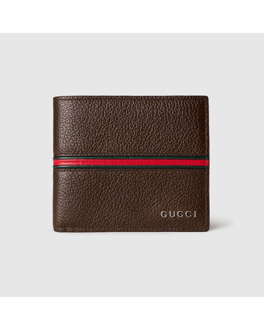 Gucci Brown Bi-Fold Coin Wallet With Web for men