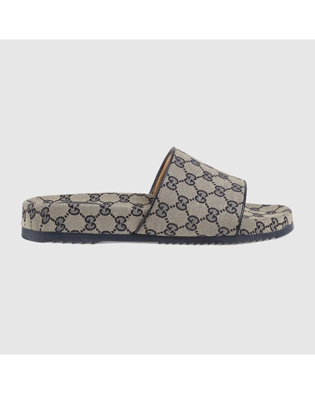 Gucci Gg Slide Sandal, , Gg Canvas in Grey for Men | Lyst Canada