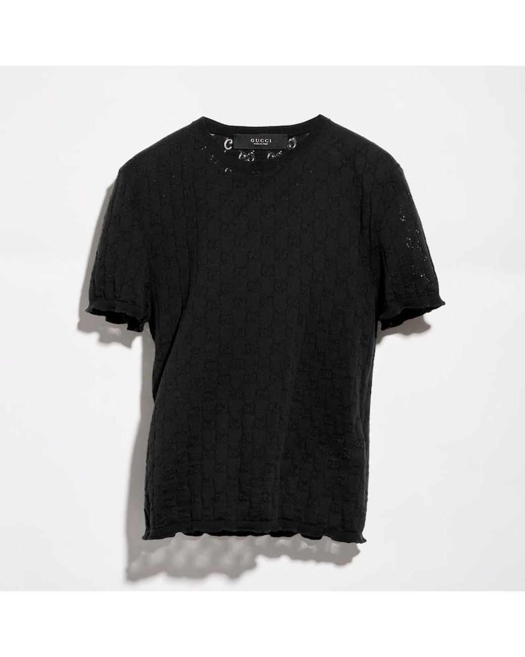 Gucci Black Gg Cotton Devoré T-Shirt