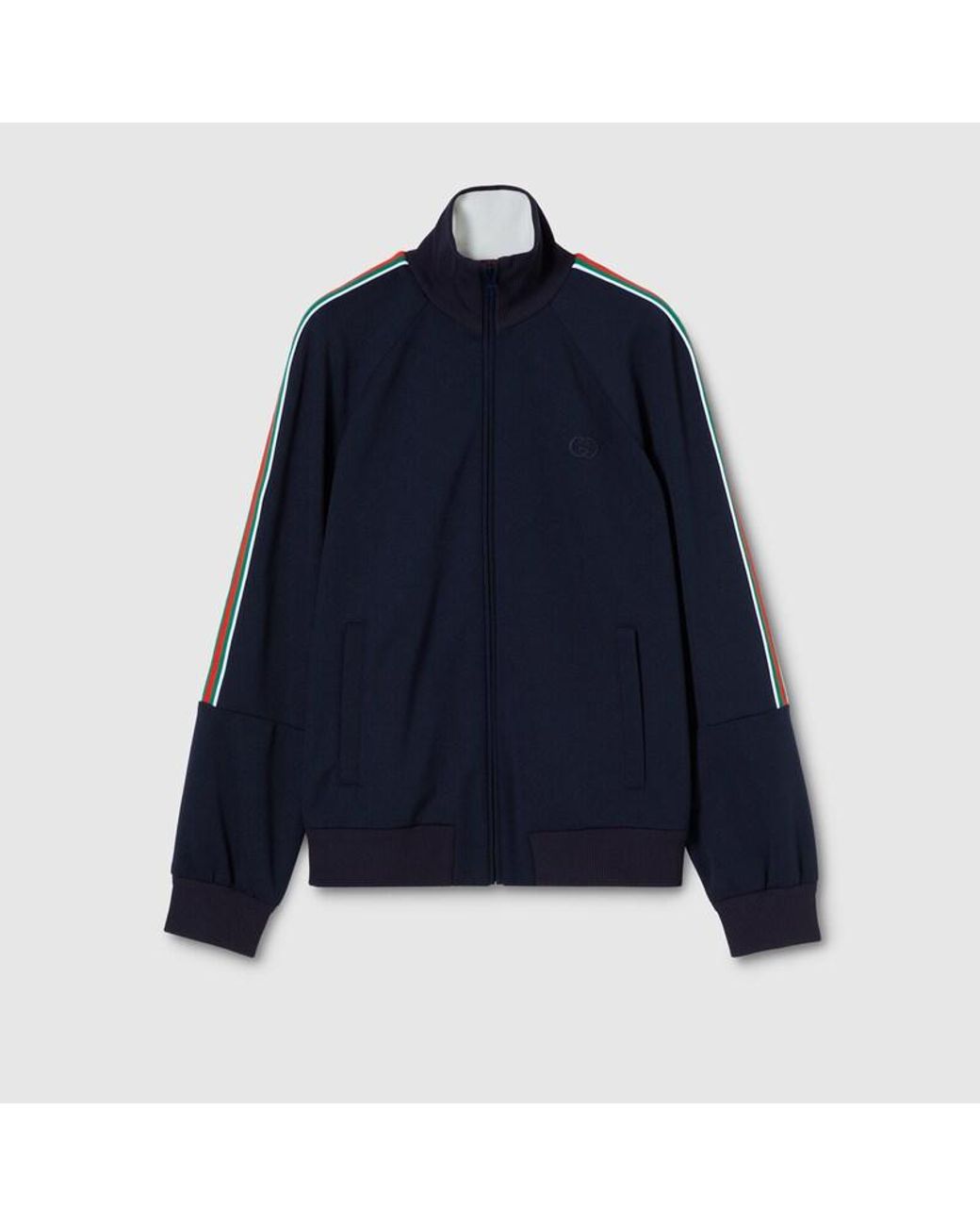 Gucci Blue Technical Jersey Zip Jacket With Web