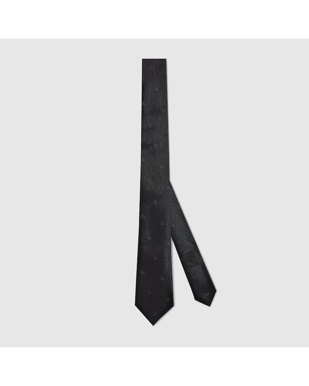 Gucci Black Double G Silk Jacquard Tie for men