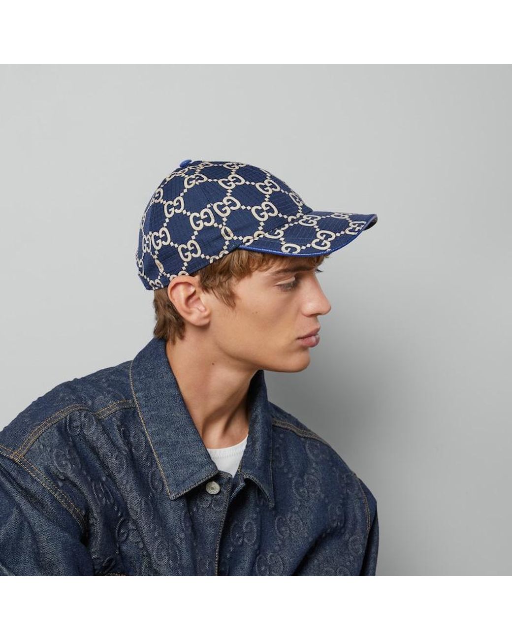 Gucci GG Ripstop Baseball Hat in Blue for Men