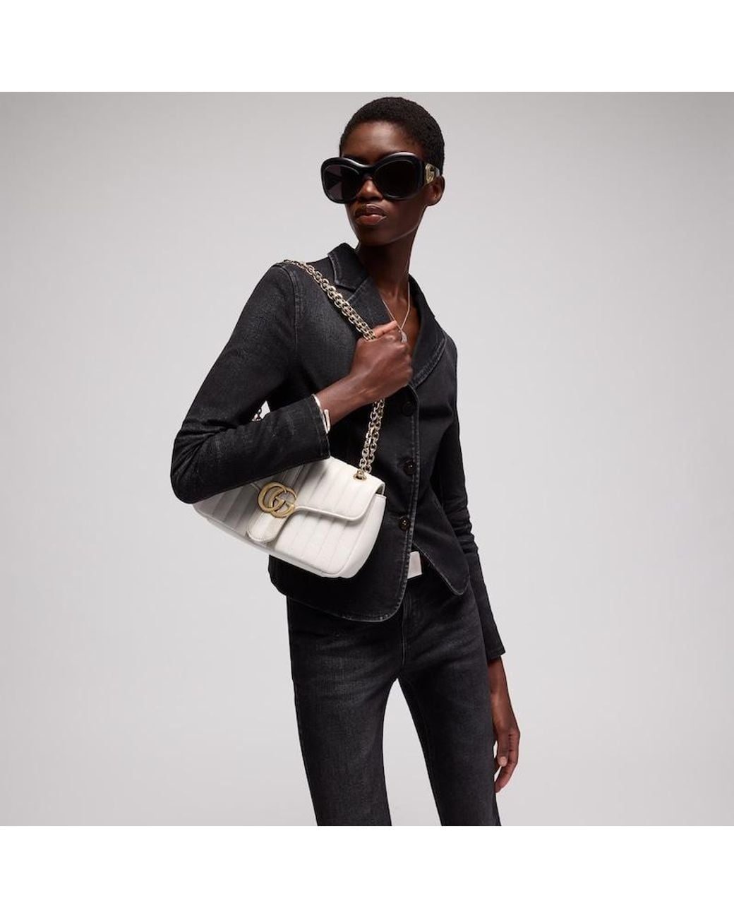 Gucci Metallic Jetset Gg Marmont Medium Shoulder Bag