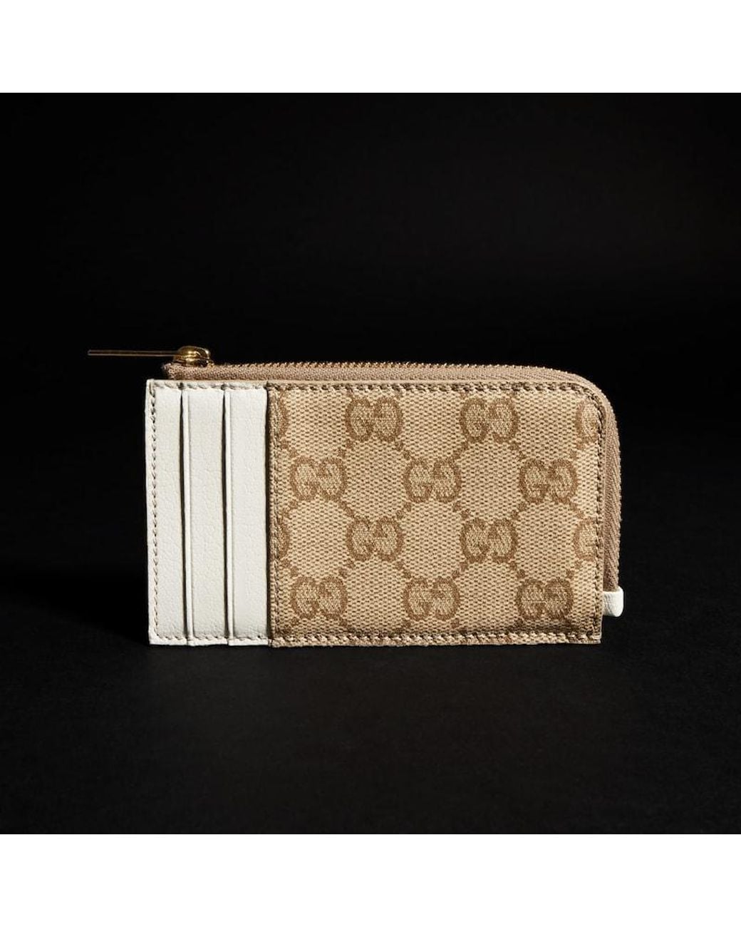 Gucci Natural Zip Card Case With Color Slots