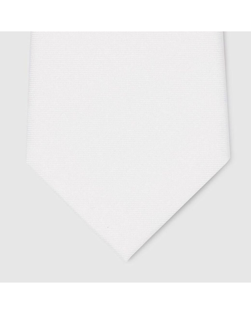 Gucci White Web Silk Jacquard Tie for men