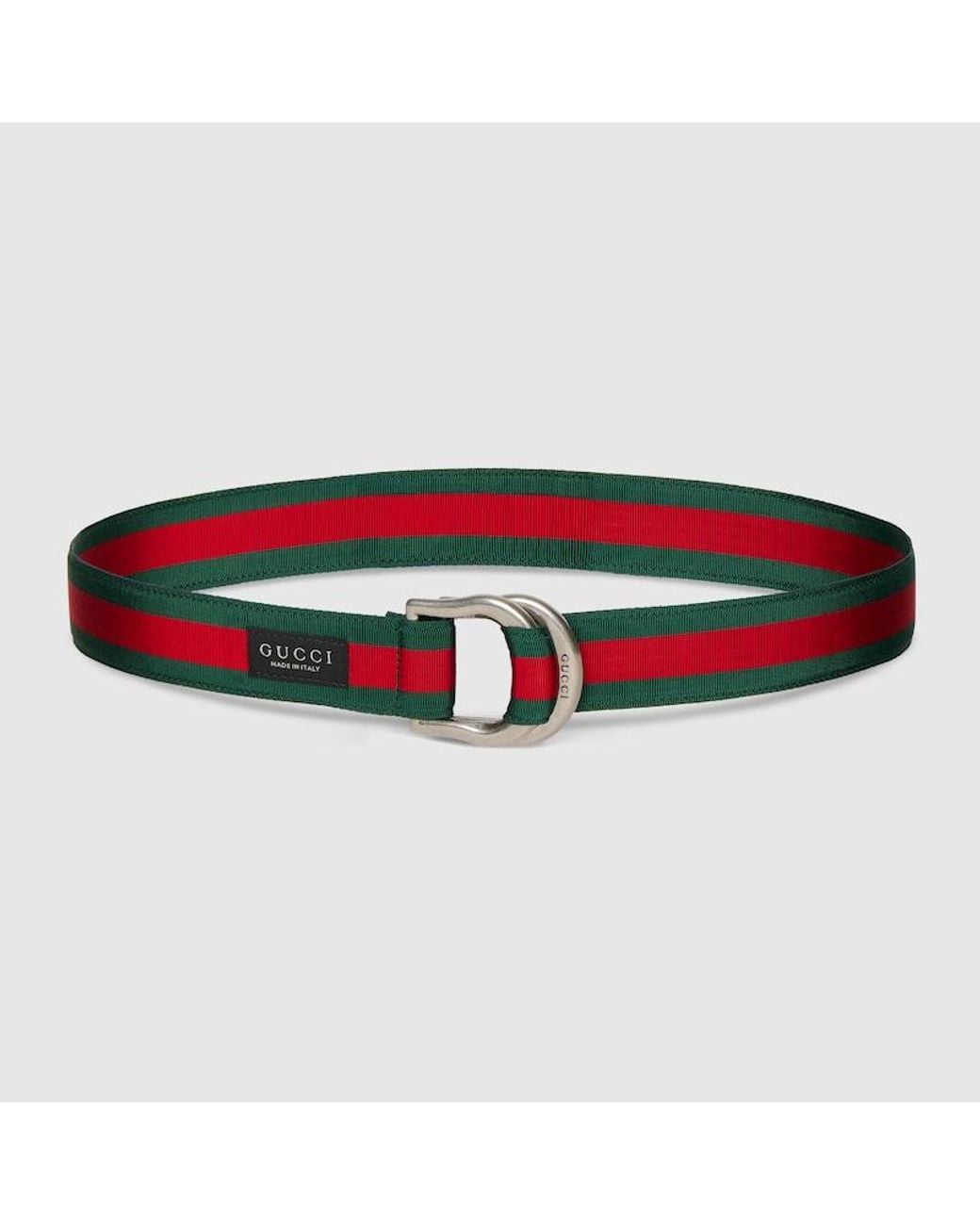 Gucci Red Web Belt With D-Ring Buckle, Size 110 for men