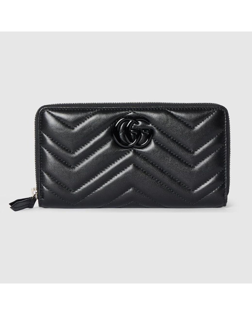 Gucci Black Gg Marmont Zip Around Wallet