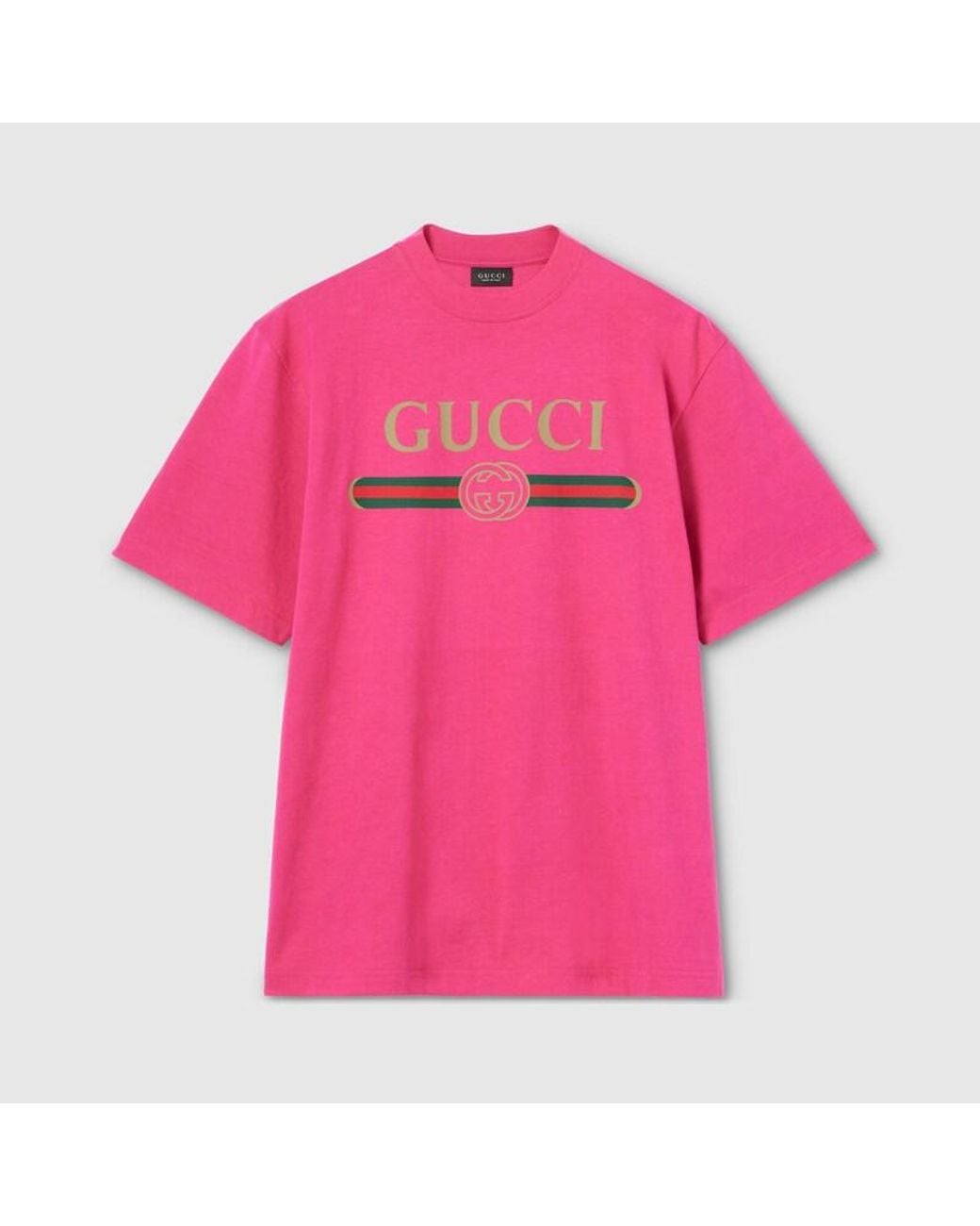 Gucci Pink Silk Blend Jersey T-Shirt With Print for men