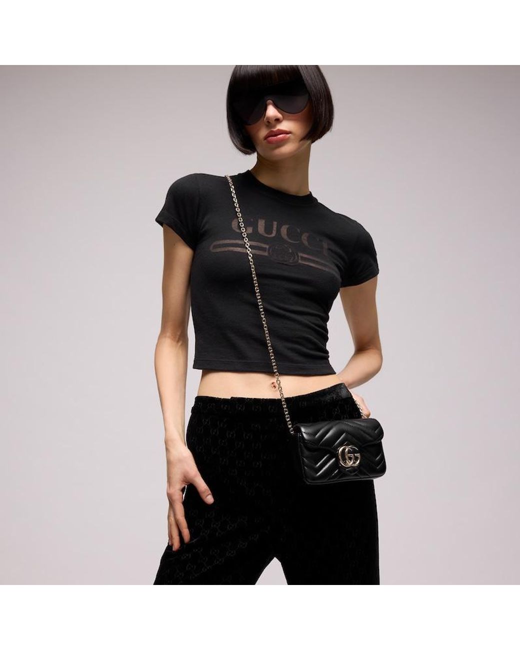 Gucci Black Gg Marmont Mini Shoulder Bag