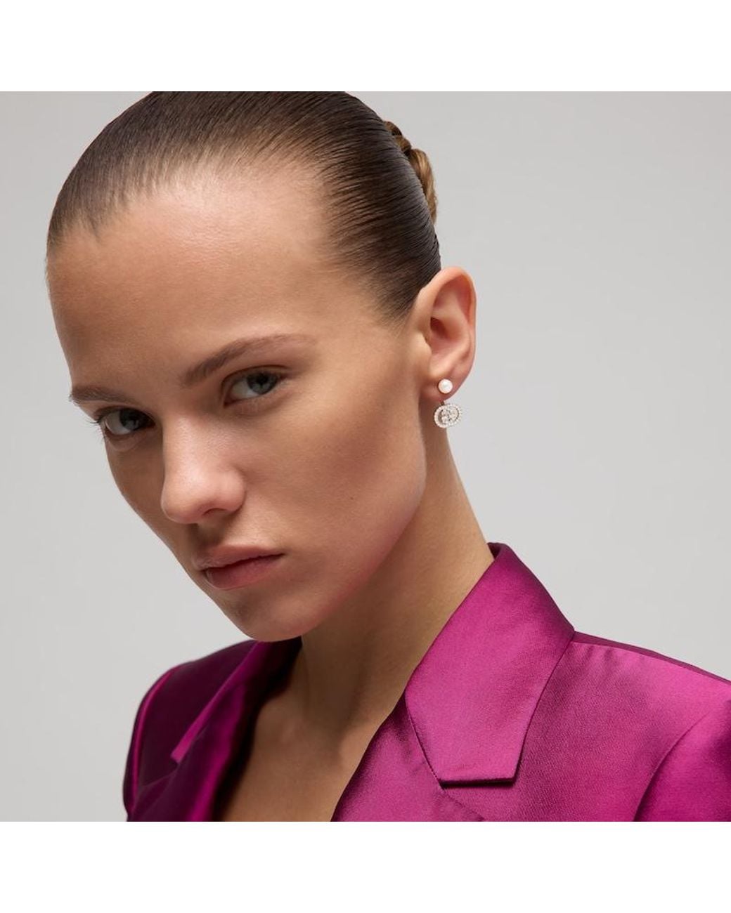 Gucci Metallic Pearl And Crystal Ear Jacket Earrings