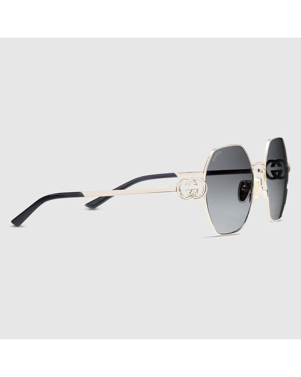 Gucci Gray Oval Frame Sunglasses